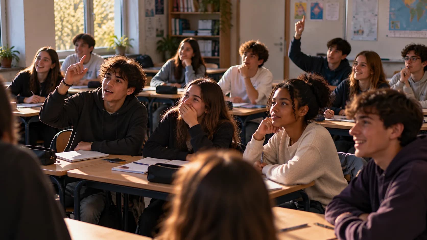Des apprentis attentifs et souriants pendant la session