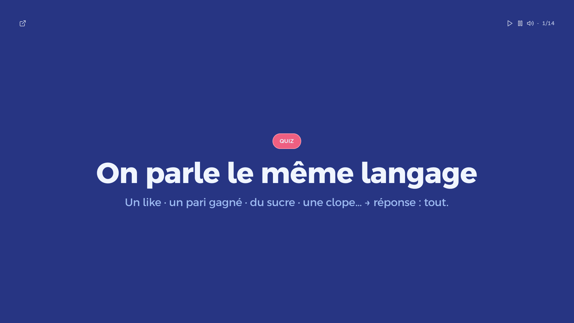Écran du module : « On parle le même langage »