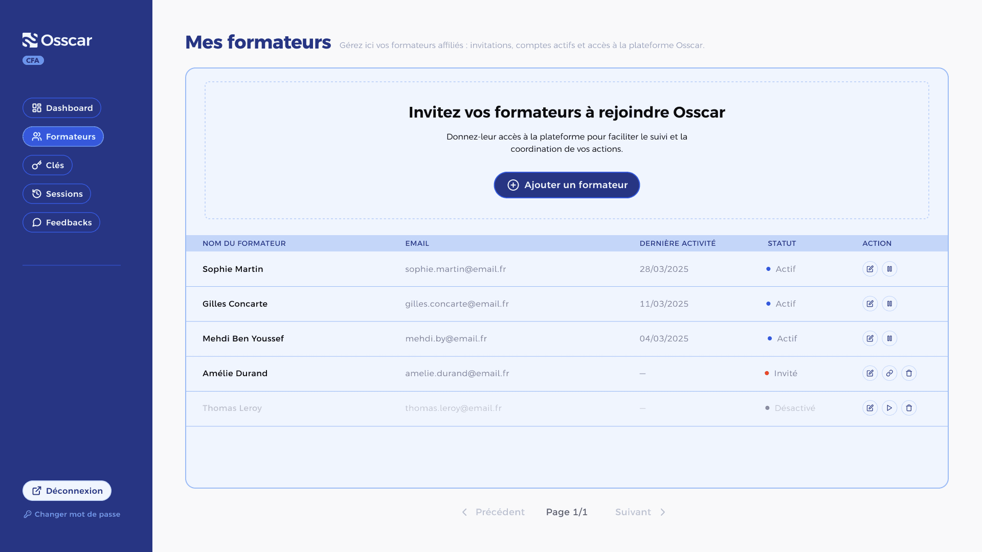 Espace CFA : invitation des formateurs